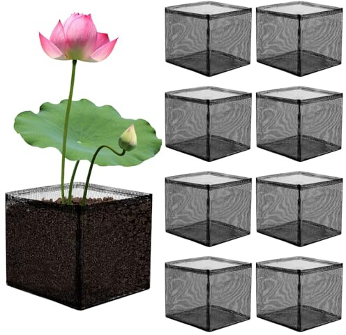 Juego de 8 bolsas de cultivo de plantas acuáticas, macetas de malla transpirable de 7.1 x 7.1 x 6.7 pulgadas, contenedores reutilizables para plantas de agua, bolsas de cultivo cuadradas para