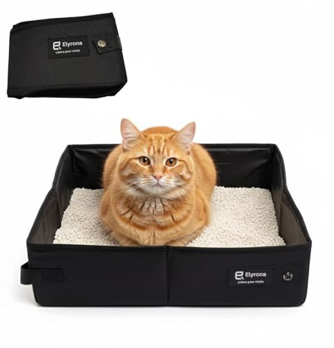 Elyrona – litière pour Chat Pliable Portable, bac litière Voyage imperméable, Toilette Portable, litière de Voyage Pliable pour déplacements, Usage Maison et extérieur