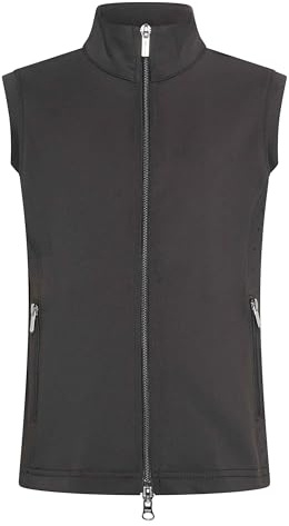 Imperial Riding Charlie Kinder Bodywarmer Reitweste ärmellos, Zwei-Wege-Reißverschluss Zippertasche Laser-Perforation Seitenteile Metalllogo Stehkragen leicht 4-Wege-Stretch für Sommer, Schwarz, 152