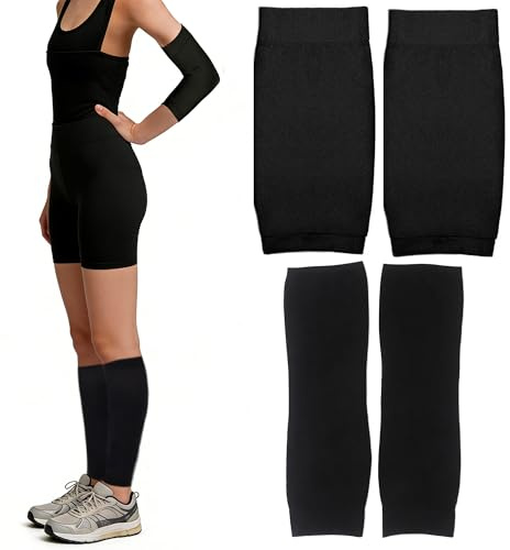 Hayaww 2 Paires Antidérapants Cooling Manchette Gaming Manchon de Compression pour Mollet Sans Pied Anti UV Manchettes de Bras Couverture de Tatouage Pour comme protection solaire et sport (A)