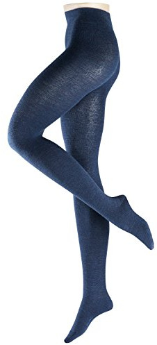 ESPRIT Damen Strumpfhosen Plain - Wollmischung, 1 Stück, Blau (Navy Melange 6127), Größe: L