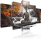 B&D XXL Acrylglasbild Abstrakt 200x100 cm 5 Teilig Wandbild auf Acryl Glasbilder Kunstdruck Moderne Acrylglas Platte Wanddekoration Geschenke Heimdekoration Glasbild -Buddha Wasserfall Feng Shui
