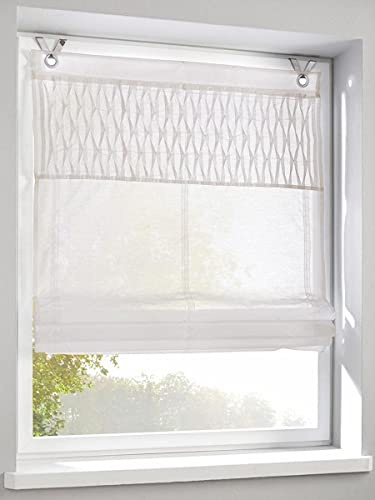 Raffrollo Ösenrollo Tuck Weiss 120 * 140 cm