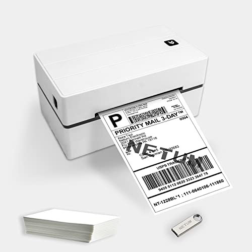 NETUM NT-LP110F Thermoetikettendrucker, mit 150 mm/s Thermodrucker, 4 × 6 Thermischer drucker Barcode-Druck möglich kompatibel mit UPS, FedEx, Amazon, Ebay usw USB für Ihren PC/Mac