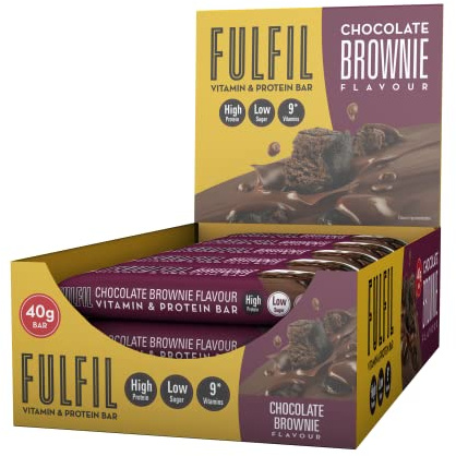 Fulfil Vitamin and Protein Bars (15 x 40g Bars) - Chocolate Brownie Flavour - 15g High Protein, 9 Vitamins, Low Sugar