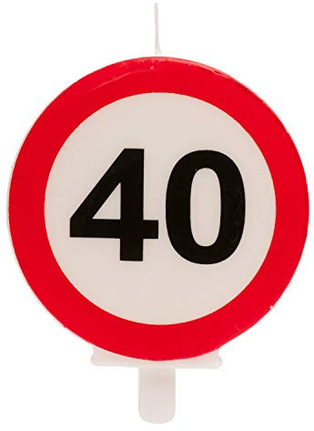 Dekora - Candela di compleanno con Segnale di Divieto per Decorazione di Torte, Numero 40