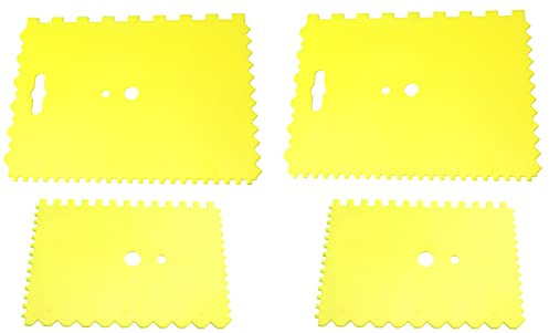 AERZETIX - C49998 - Lot de 4 Spatules dentelées 178x132mm et 133x91mm - spatule crantée - spatule à Dents - Outil à Main pour Enduit/Colle/plâtre - en Plastique