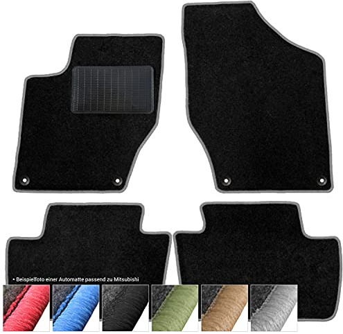 moto-MOLTICO Fußmatten Auto - Velours Autoteppiche passend für Mitsubishi ASX (2010-2022) - 4-teiliges Set - Schwarze Automatten mit Grauen Ziernähten