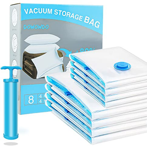 Vakuumbeutel für Kleidung Bettdecken, 8 Stück Aufbewahrungsbeutel Reise 4 Jumbo 100x80 +4 Groß 80x60 Vakuum Kleiderbeutel mit Staubsauger Handpumpe Vacuum Bags for Clothing