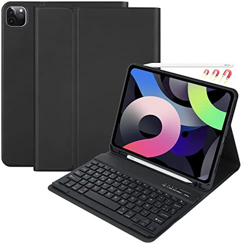 CC Store Teclado iPad Air 11(M2,2024/M3,2025), Funda Teclado para iPad Pro 11(2022/2021/2020/2018), iPad Air 5/4 Gen, Español Ñ, KeyboardInalámbrico Bluetooth Desmontable y Fundas con Soporte de Lápiz