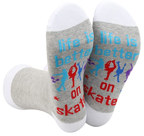 WZMPA Schlittschuh-Socken, Schlittschuh-Liebhaber, Geschenk Life Is Better On Skates Socken, Eiskunstlauf-Merchandise für Frauen und Mädchen, Besser auf Skates, Large