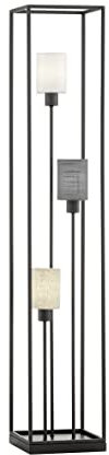 Fischer & Honsel | Stehleuchte, Isko | sandschwarz|Leinen Stoffschirme: weiß, grau, sandfarben| L: 22,00 cm, B: 22,00 cm, H: 122,50 cm| | 3x E14 max. 10,0 Watt| 40430