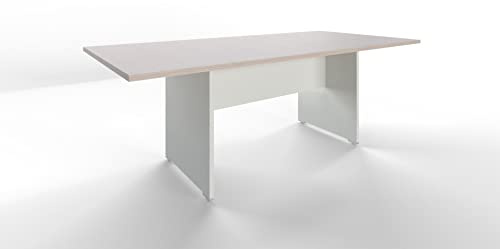 FBasic Tavolo Riunioni Rettangolare in legno - Rovere Bianco - 210x100x73,6 cm