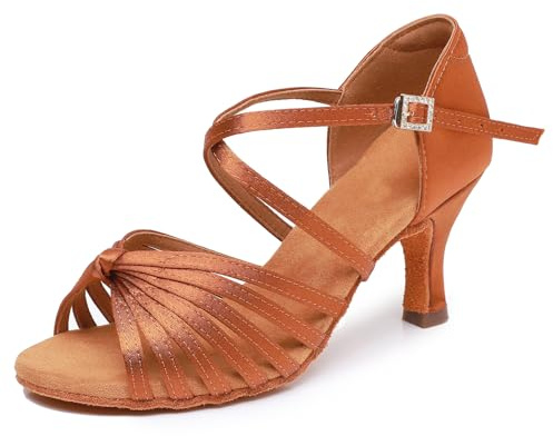 Rosefinch Scarpe da Ballo Latino Donna per Salsa e Performance Professionale - Tacco 5/7cm 34-43EU