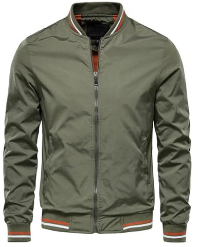 Geagodelia Giacca da Uomo Casual con Zip Giacca Antipioggia Giacca Bomber per Uomo Ragazzo Primavera Autunno (Verde, M)