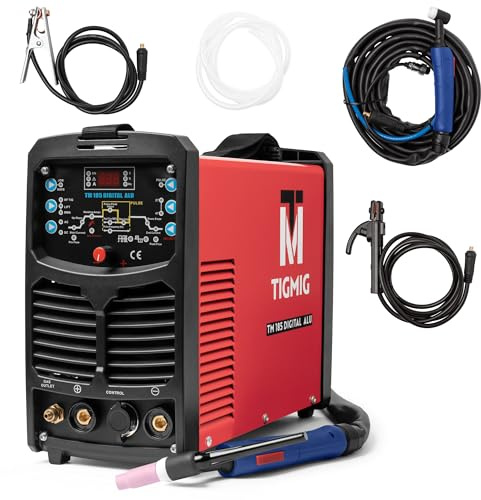 TIGMIG Soldadora Inverter IGBT AC/DC TIG pulsada digital + DC MMA, 180 A, para soldar todos los metales (también aluminio y magnesio), digital, MCU de 32 bits, TM 185 Digital Alu, garantía y