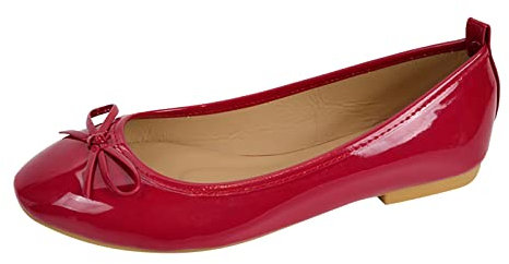 Damen Klasssische Ballerinas Lack Balerinaschuhe Frauen Halbschuhe Damenschuhe mit Schleife Vegan Bequem Quadratische Zehe Schlüpfen Halbschuhe Niederung Slippers Pumps