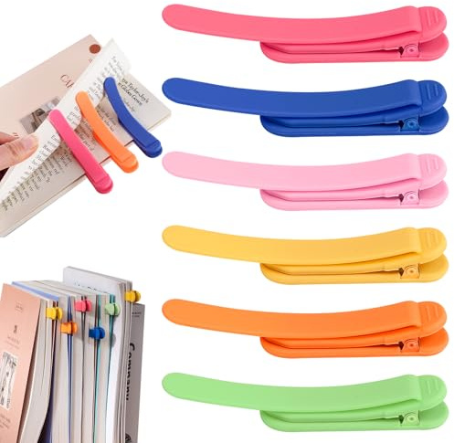 Leikedun Lot de 6 Marque-Pages Automatiques en Silicone Souple, Marque-Page Résistant Silicone, Signets Colorés pour Livres, Étudiants & Enseignants pour Lecteurs