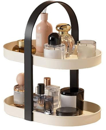 Estante organizador de maquillaje - Estante de exhibición cosmética de doble capa, torre de almacenamiento para el cuidado de la piel | Carrito de vanidad portátil, encimera de baño, portainjertos de