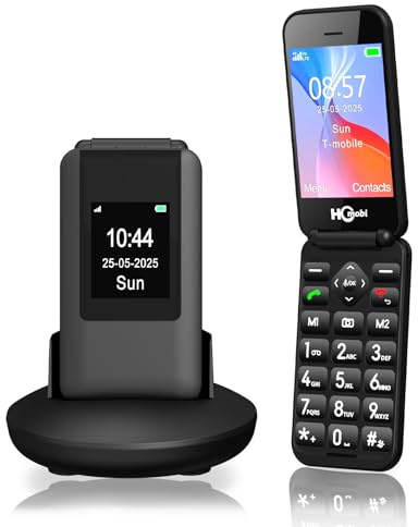 HCMOBI 4G Flip Mobile Phone for Elderly, Big Button Senior Phone, Basic Flip Phone,2.8 +1.5 Dual LCD Screen, 1400mAh Battery,Bluetooth,SOS Button,Camera,FM (Matte black)