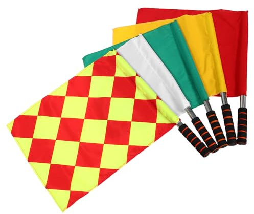 TOPBATHY 5 Pièces Drapeaux Arbitre Rugby Multisports Signaux Couleur Rouge Blanc à Carreaux Drapeaux Ligne Juge pour Football Volley École Athlétisme