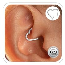 ESHIONER G23 Titanium piercingsmycken för Conch Helix Septum Rook Tragus näsringar allergivänliga med ett klickgångjärn 16G 8/10/12 mm silver guld dubbla ringar broskörhängen för dam