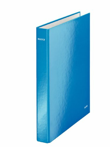Leitz 42420036 - Carpeta De Anillas Plastificada WOW A4 Con Mecanismo De 4 Anillas En D, Capacidad 230 Hojas, Lomo De 40 Mm, Textura Geométrica Brillante, Certificado FSC, Color Azul