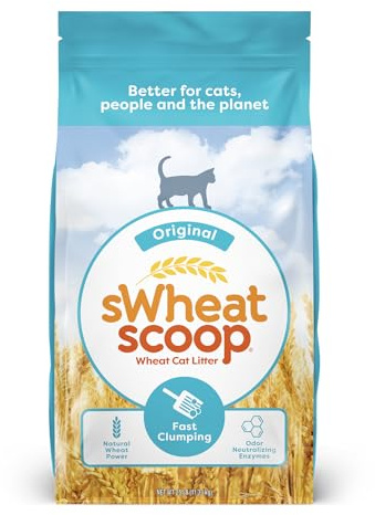 sWheat Scoop Natural Wheat Cat Litter, Original, Fast Clumping with Odor Neutralizing Enzymes, 25 Pound Bag