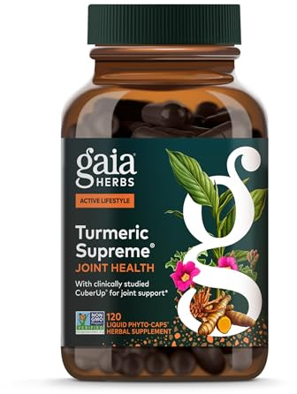 Gaia Herbs Turmeric Supreme Joint Health - Joint Support Supplement with Quercetin, Black Pepper, Boswellia, Ginger Root, Curcuminoids & More* - 120 Liquid Phyto-Caps (60 Servings)