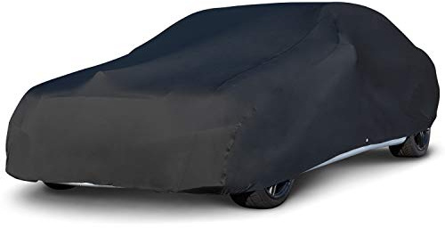 Budge Indoor Stretch Car Cover, Premium Dustproof Protection with Soft Fleece Lining, Breathable Indoor Car Cover Fits Vehicles up to 170 Inches, Black