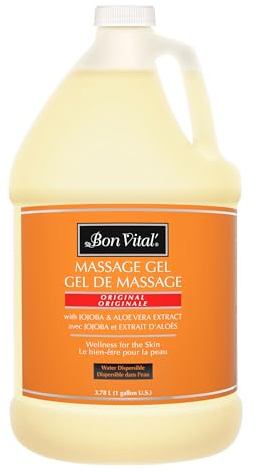 Bon Vital' Original Massage Gel, 1 Gallon, Hypoallergenic & Paraben-Free, Professional Massage Gel, Hydrating Massage Cream Alternative for Dry Skin and Sensitive Skin