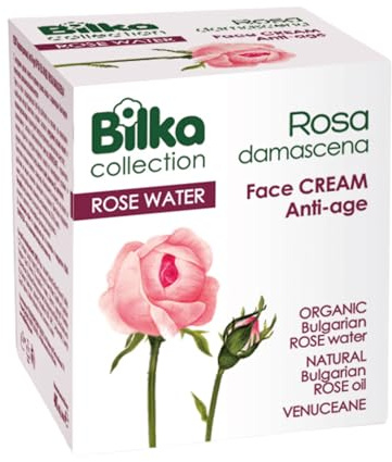 Bilka Collection Ansiktskräm anti-aging rosa Damascena, 40 ml | Anti-Wrinkle fuktkräm med organiskt rosenvatten, naturlig bulgarisk rosolja, venuceane, sheasmör och D-pantenol
