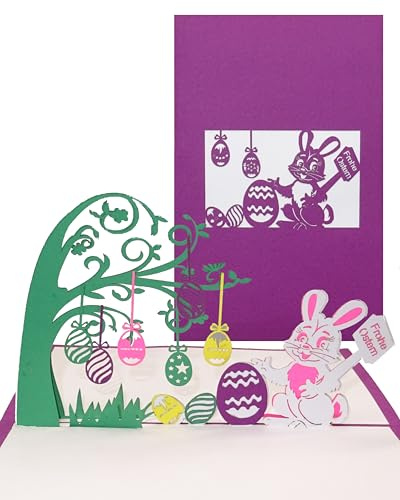 Pop Up Karte - Tarjeta 3D «Feliz Pascua», con sobre, de felicitación, tarjeta en relieve como regalo.