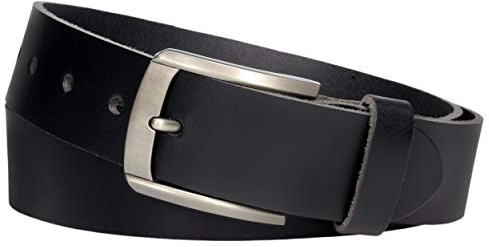Vascavi ® svart läderbälte av nötläder, 4 cm brett och ca 3–4 mm tjock, kan förkortas, äkta läder, tillverkad i Tyskland, för män och kvinnor #4-0008, svart, 105 cm Gesamtlänge 120 cm
