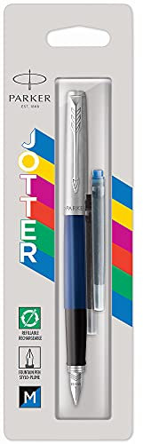 PARKER Jotter Originals - Blue Navy Fountain Pen with Chrom trims - medium Nib - Blister