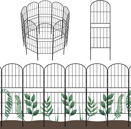 OUSHENG Valla decorativa para jardín, paquete de 10 unidades, 37.5 pulgadas de alto x 10 pies de largo, panel de alambre de metal inoxidable para perro, borde de flores para patio, decoración al aire