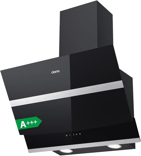 CIARRA' 60 cm Angle Cooker Hood Chimney Extractor Hood with LED and Recirculating & Ducting System Wall Mounted Range Hood 600 mm Extractor Fan - CBCB6736N,Black