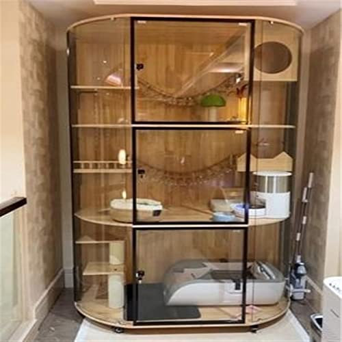 TOMYEUS Outdoor Cat Enclosure - Panoramic View Transparent Luxury Cat Villa - Glass, Coffee Table Size - 120x230x70cm