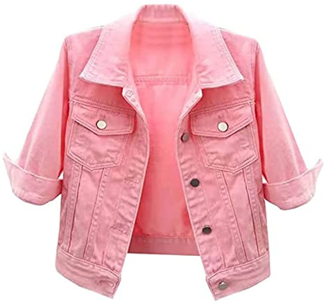 BeerMmay Giacca di jeans a maniche corte da donna Giacca di jeans corta con risvolto casual Capispalla casual a coste