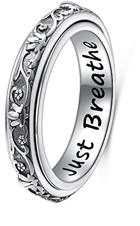 DAOCHONG Spinnerringar i sterlingsilver, ångestlindrande, fidget och ångest, stresslindring av tristess, ADHD, autism, ring för kvinnor och män
