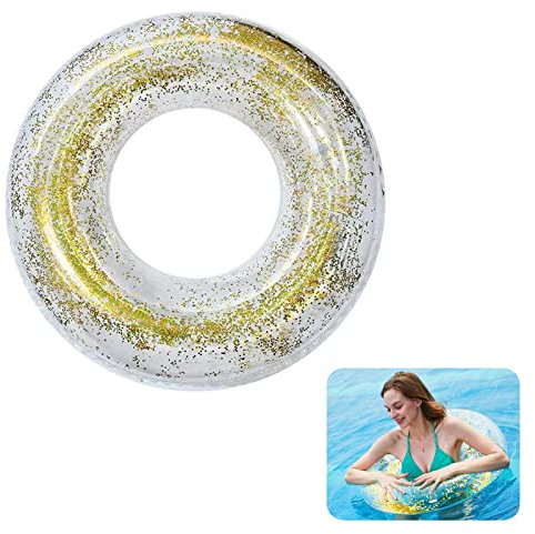 Schwimmring Erwachsene Groß Schwimmring Aufblasbar Schwimmreifen Ring Erwachsene Transparenter Floating Ring Sommer Schwimmende Wasserspielzeug für Pool Sandstrand Party, Pailletten