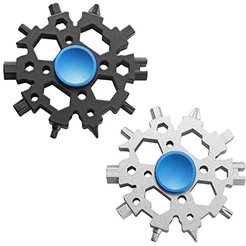 Aokelily 23-in-1 Schneeflocken-Multitool, Edelstahl-Schneeflockenschlüssel Flaschenöffner Schraubendreher-Kit, tragbare Gadgets für Männer Outdoor Reisen Camping für Geschenke (Blau)