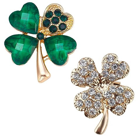 Cristal Vintage Broches pour Femmes, 2pcs Broche Trèfle à Quatre Feuilles Broche Artificielle,Broche Vintage pour Femmes Broche de fixation de vêtements,pour la Fixation de Pull,Châles et Robes