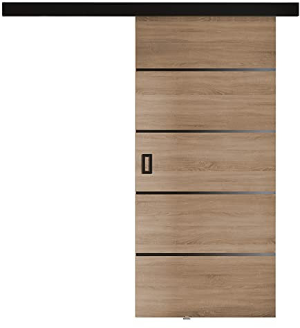 Mirjan24 Sistema Porte Scorrevoli Fulmar Plus con Chiudibili, Porte Interne, Set completo per Porte Scorrevoli con Pareti Divisori (Rovere Sonoma Modello 70)