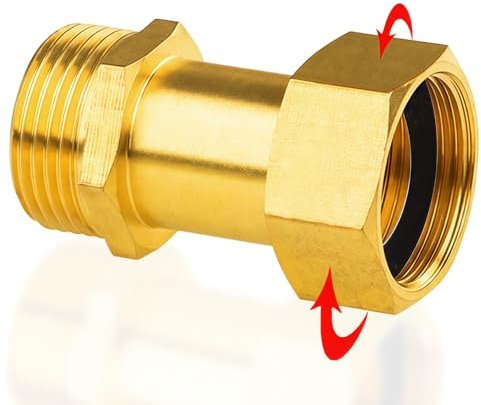 Raccord en laiton Les deux côtés sont identiques G3/4 x G3/4 mâle x femelle (M Ø 25,7mm x F Ø 24mm),DN20,Laiton Raccord mobile Passage G3/4 avec joint d'étanchéité