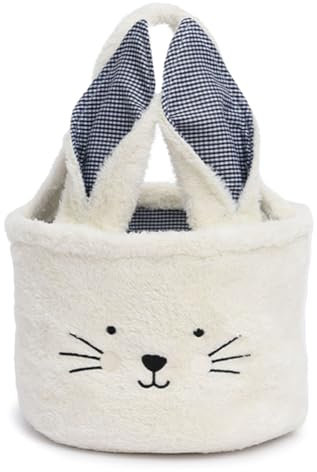 Osterkorb Kinder mit Henkel, Osterkörbchen Osterhasen, Osternester zum Befüllen, Osternest Basteln Hase, Körbchen Ostern, Ostern Geschenktüten, Osterdeko Osterkörbe Bastelsachen Deko Farbe Korb (Weiß)