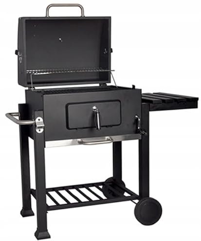 BDW GW01 Grill - Kolgrill - Stor grill med lock, termometer och hjul - Kolgrill, stående grill - Tillverkad av pulverlackerad metall - Utegrill - för trädgård, uteplats - Kolgrill XXL