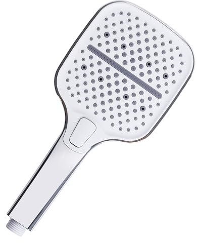 Ronvie Rain Shower Head, 3 Modes Powerful Hand Shower with Self-Cleaning Silicone Nozzle, Universal Water Saving Large Showerhead, Chrome
