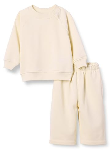 Amazon Essentials Unisex Baby Set aus Sweatshirt und Jogginghose aus French Terry, 2er-Pack, Beige, 3-6 Monate