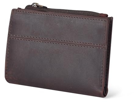 Oak Leathers Wallet for Women Full Grain Leather - Small RFID Coin Purse Credit Card & ID Holder for Ladies,Bifold Wallets for Teenager (Crazy Horse Brown)